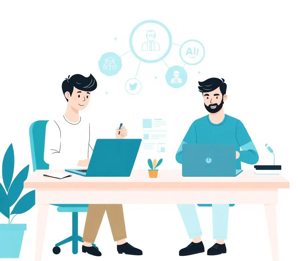 Designer and developer collaborating with AI
